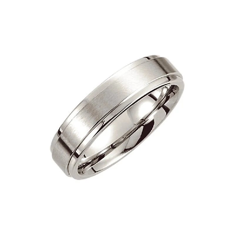 Ladies rings fragile beauty styles-6mm Dura Cobalt Satin Finish Ridged Edge Comfort Fit Band