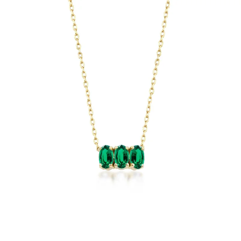 Ladies necklaces asscher cut styles-GFG Jewellery Dumon Emerald Necklace - 18ct Gold