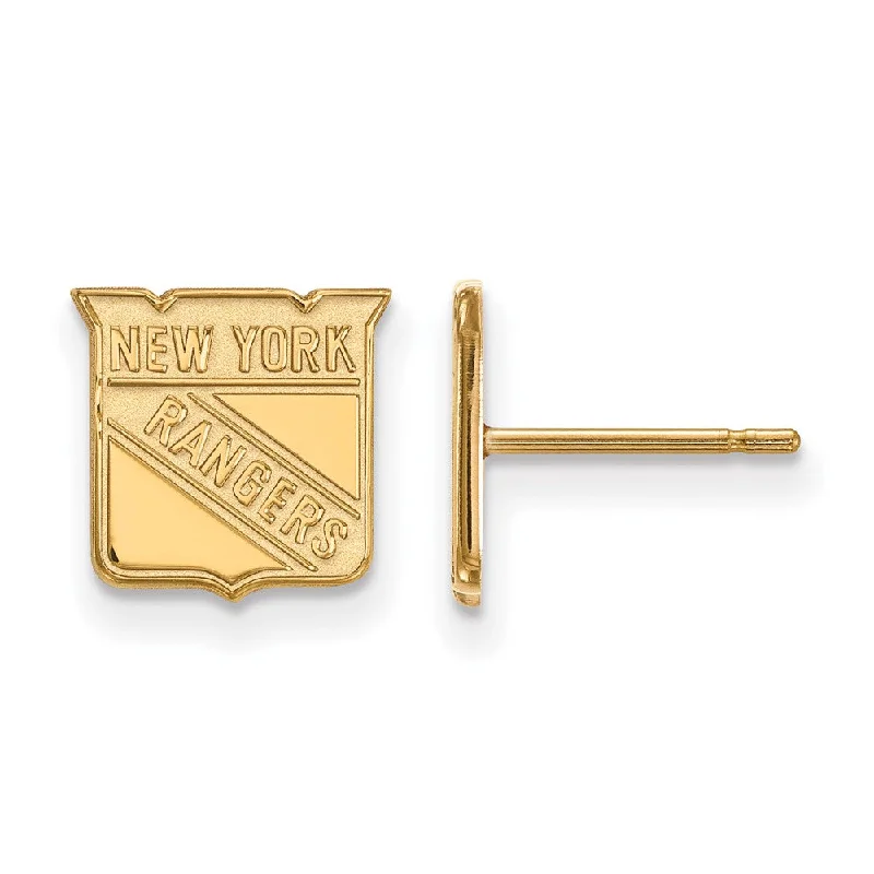 Ladies earrings matte gem earrings-14k Yellow Gold NHL New York Rangers XS Post Earrings