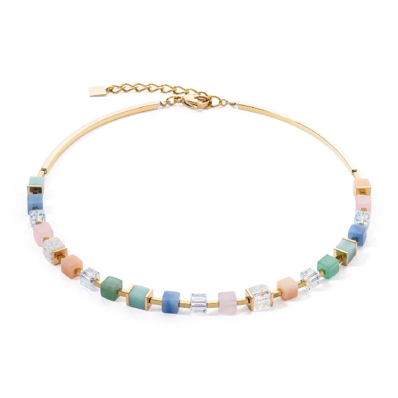 Ladies necklaces iridescent finish designs-Coeur De Lion Precious Classic Cubes Multicolour-Gentle Necklace