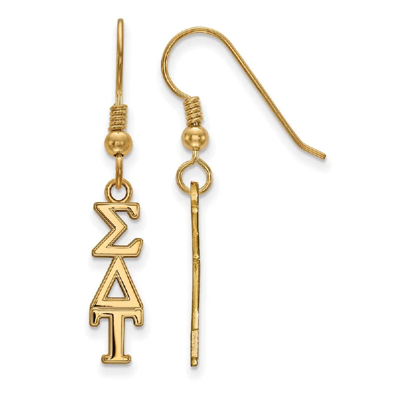 Ladies earrings memory-inspired pieces-14K Plated Silver Sigma Delta Tau XS Dangle Earrings