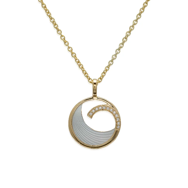 Ladies necklaces fair trade styles-Unique & Co Yellow Gold and Mother of Pearl Necklace