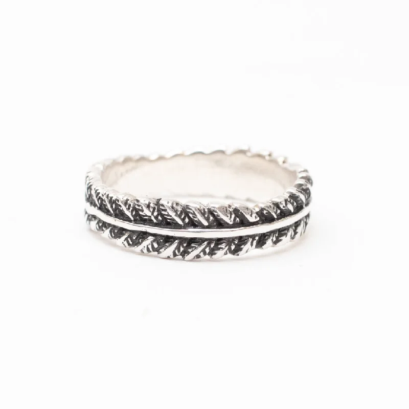 Ladies rings thumb statement pieces-Oxidized Silver Leaf Ring