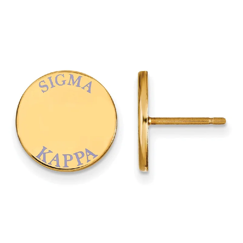 Ladies earrings age-appropriate designs-14K Plated Silver Sigma Kappa Purple Enamel Post Earrings