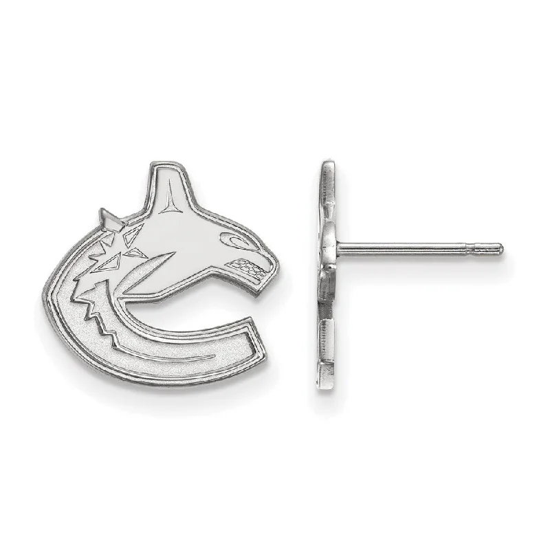 Ladies earrings limited run designs-Sterling Silver NHL Vancouver Canucks Small Post Earrings