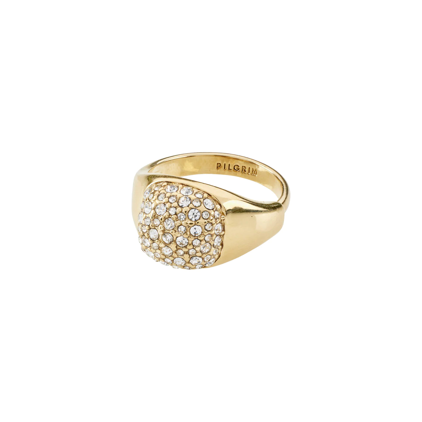 Ladies rings two-tone ring designs-Cindy Gold Plated Crystal Ring