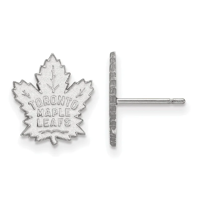 Ladies earrings comfort curve designs-Sterling Silver NHL Toronto Maple Leafs Small Post Earrings