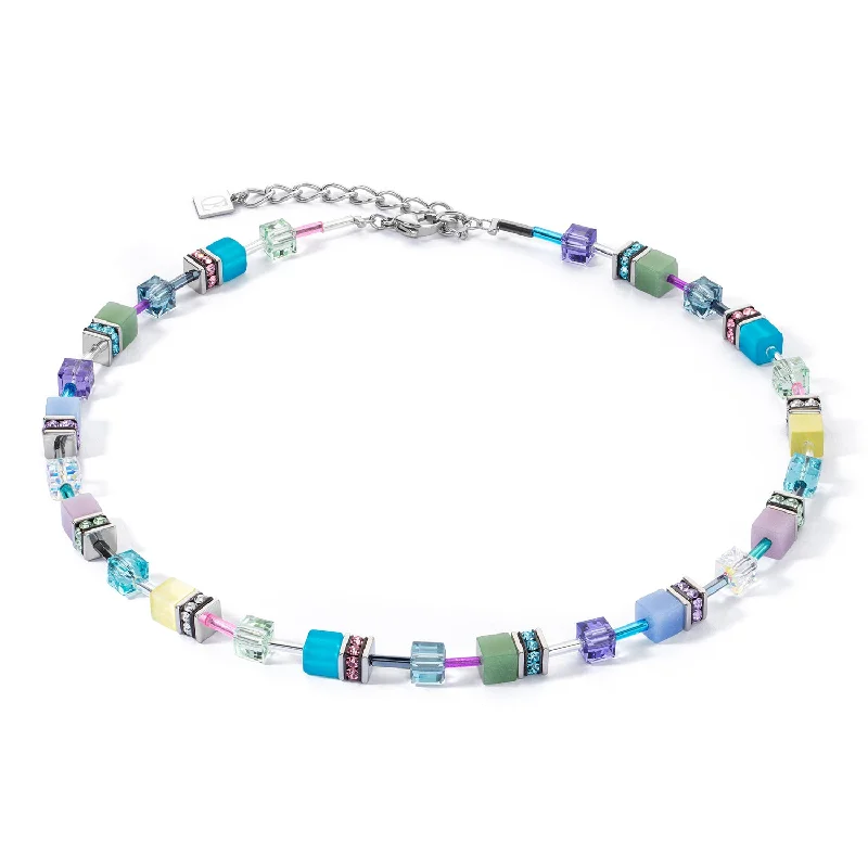 Ladies necklaces wear-resistant styles-Coeur De Lion GeoCUBE® Iconic Silver Pastels Necklace