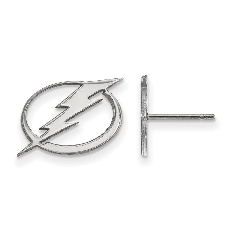 Ladies earrings bold geometric designs-14k White Gold NHL Tampa Bay Lightning Small Post Earrings