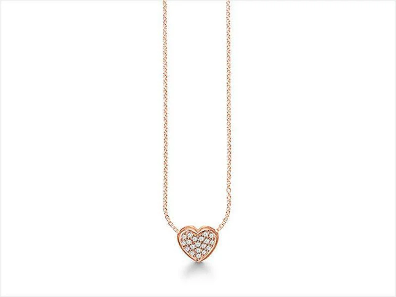 Ladies necklaces yellow diamond necklaces-Story Necklace - Pave CZ Heart