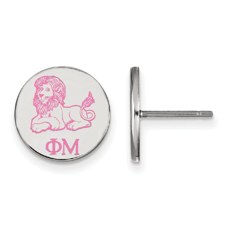 Ladies earrings rustic charm styles-Sterling Silver Phi Mu Enamel Post Earrings