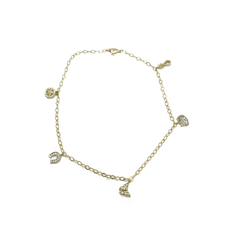 Ladies bracelets smooth surface bracelets-Ladies bracelets smooth surface bracelets-Lovely Charm Anklet Bracelet (14K)