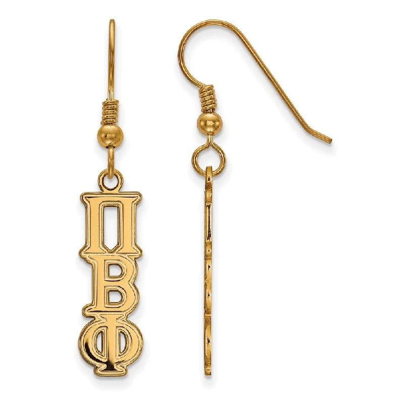 Ladies earrings synthetic jewel options-14K Plated Silver Pi Beta Phi Dangle Small Earrings