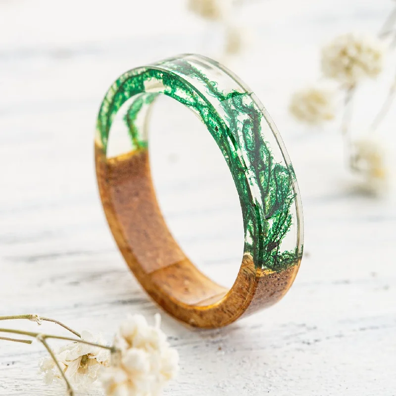 Ladies rings mixed cut rings-Forest Soul Resin Ring