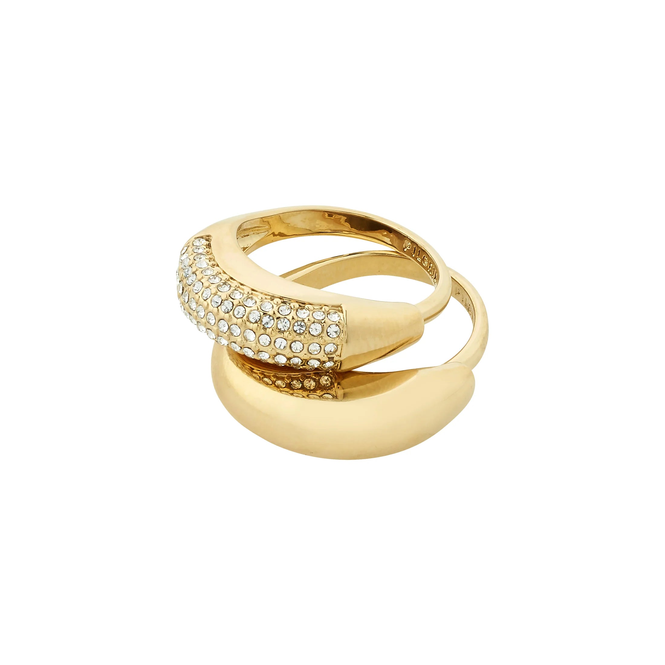 Ladies rings expressionist designs-Learn Gold Plated Crystal Ring Set