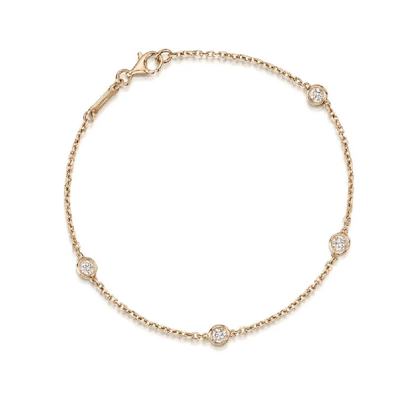 Ladies bracelets opal shimmering designs-Ladies bracelets opal shimmering designs-18ct Rose Gold Fine Chain Link Round Brilliant Cut Diamond Bracelet