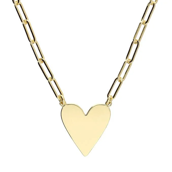 Ladies necklaces beaded accent designs-Gold Chain Link Heart Necklace