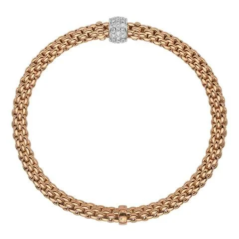 Ladies bracelets gemstone cluster styles-Ladies bracelets gemstone cluster styles-Solo 18ct Rose Gold Bracelet With Pave Set Diamond Rondel