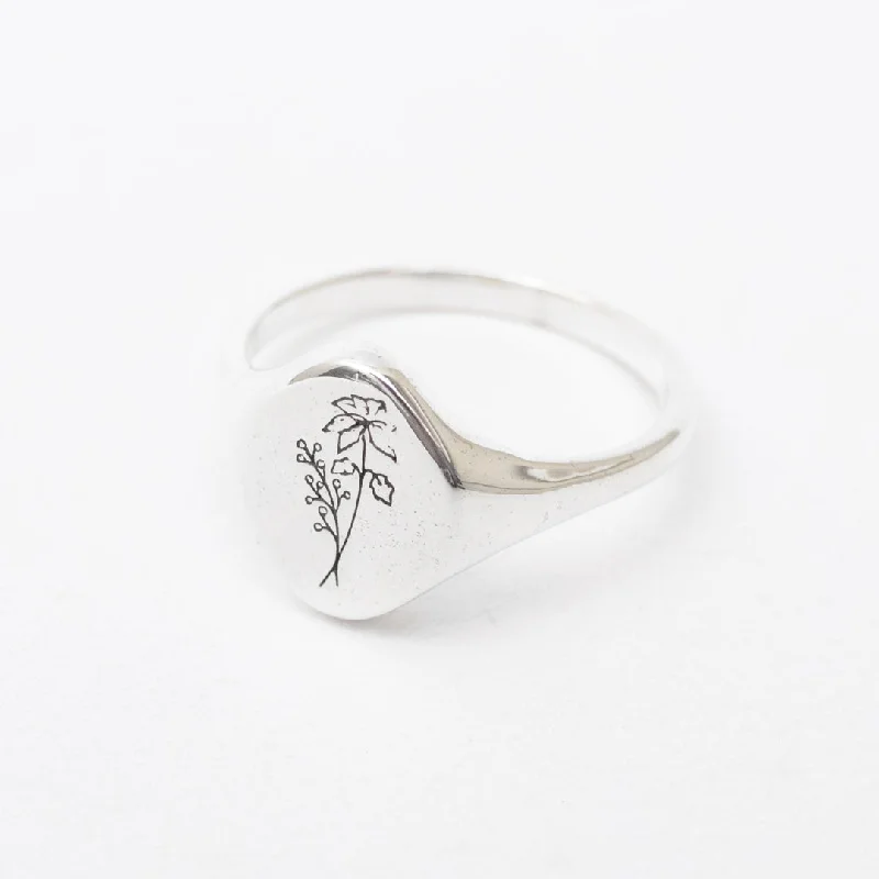 Ladies rings rigid frame designs-December Birth Flower Signet Ring