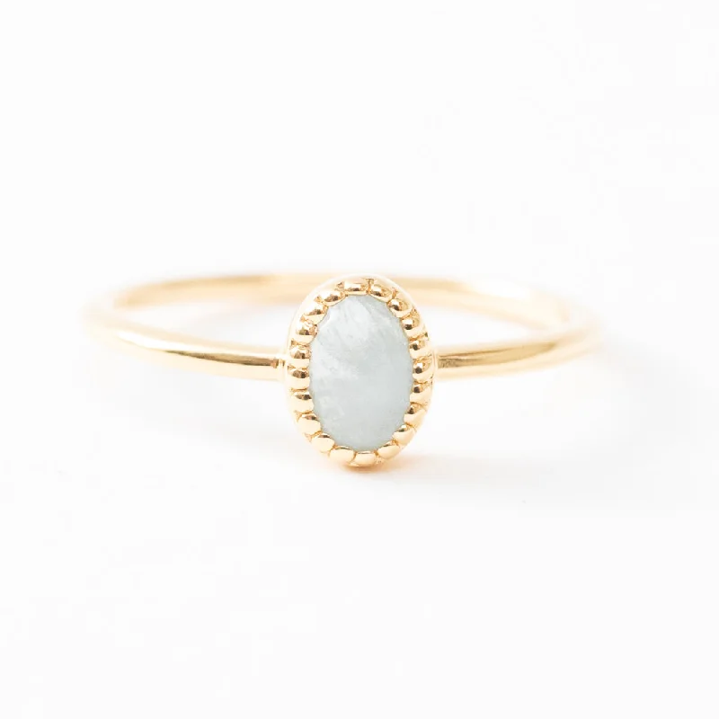 Ladies rings textured band designs-Gold Vermeil Oval Cabachon Aquamarine Ring