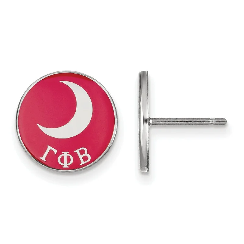 Ladies earrings Middle Eastern designs-Sterling Silver Gamma Phi Beta Enamel Moon Post Earrings