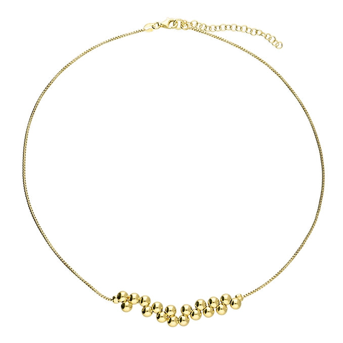 Ladies necklaces angled cut necklaces-18ct Gold Plated Silver Central Double Bead Necklace