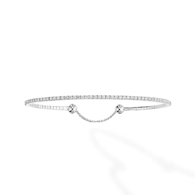 Ladies bracelets geometric shape styles-Ladies bracelets geometric shape styles-18ct White Gold Skinny Diamond Bracelet