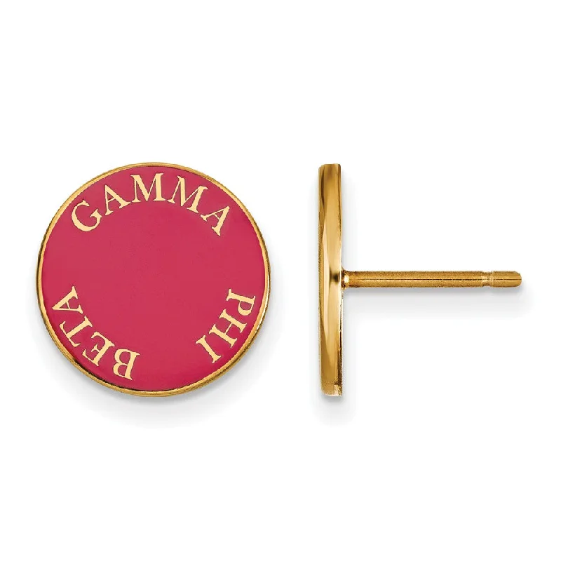 Ladies earrings travel-friendly designs-14K Plated Silver Gamma Phi Beta Enamel Disc Post Earrings