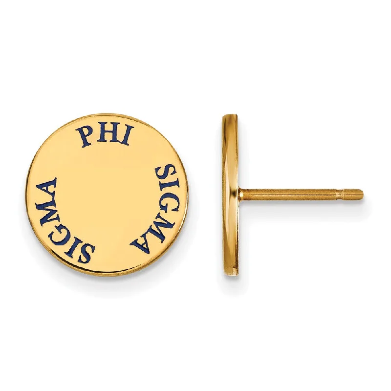 Ladies earrings soft glow styles-14K Plated Silver Phi Sigma Sigma Blue Enamel Post Earrings