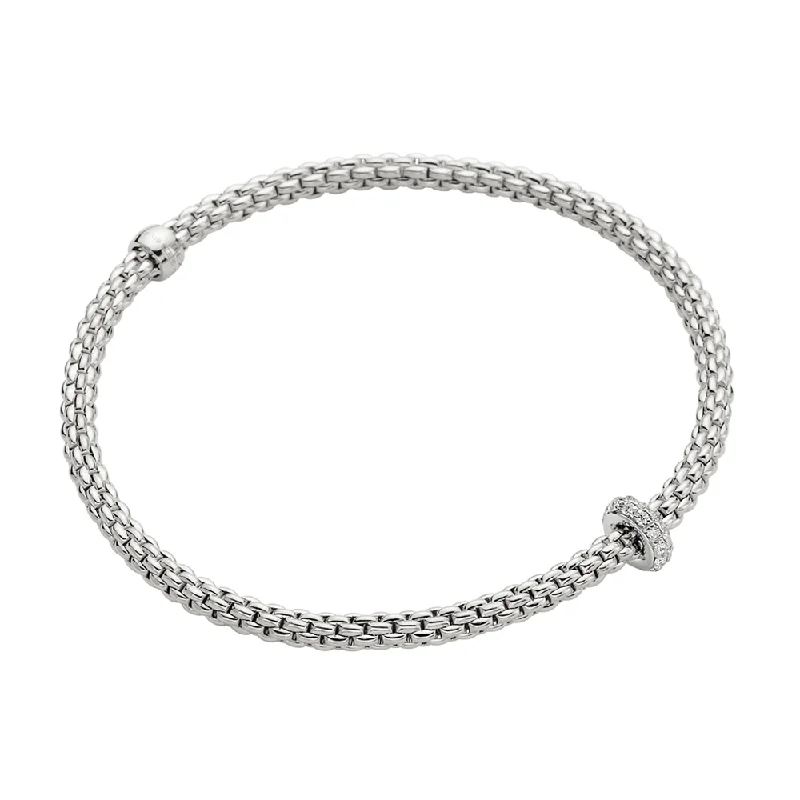 Ladies bracelets long-lasting bracelets-Ladies bracelets long-lasting bracelets-Prima 18ct White Gold Bracelet With Pave Diamond Set Rondel