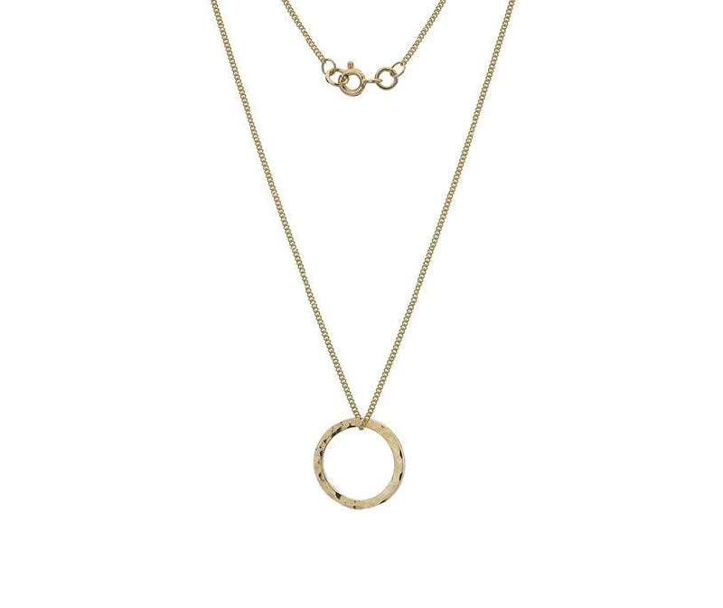 Ladies necklaces arrow pattern necklaces-9ct Yellow Gold Circle Necklace