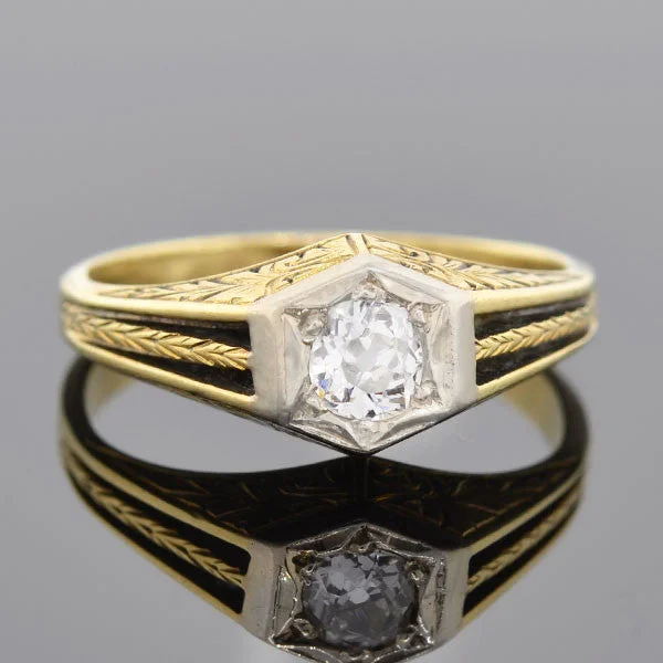 Ladies engagement rings proposal gifts-Edwardian 15kt Mixed Metals Diamond Engagement Ring 0.35ct