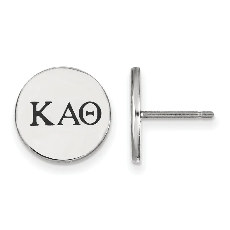 Ladies earrings timeless craft styles-Sterling Silver Kappa Alpha Theta Enamel Greek Letters Post Earrings