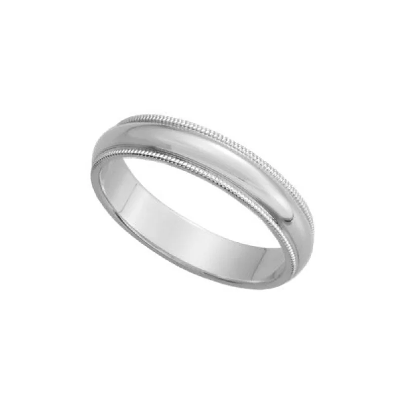 Ladies rings baguette cut styles-4mm Milgrain Edge Domed Band in Platinum