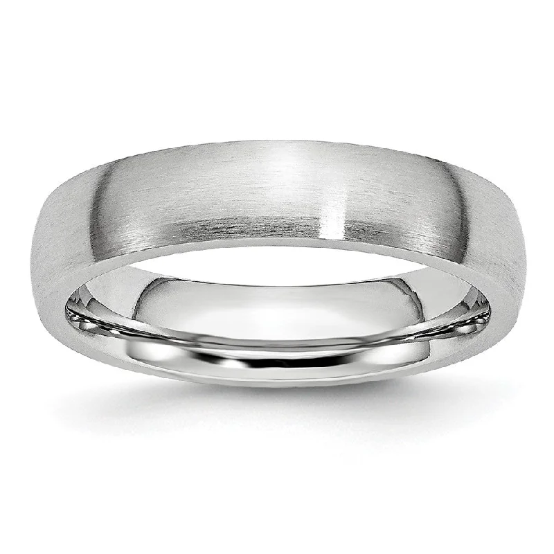 Ladies rings pure silver styles-5mm Cobalt Satin Domed Standard Fit Band