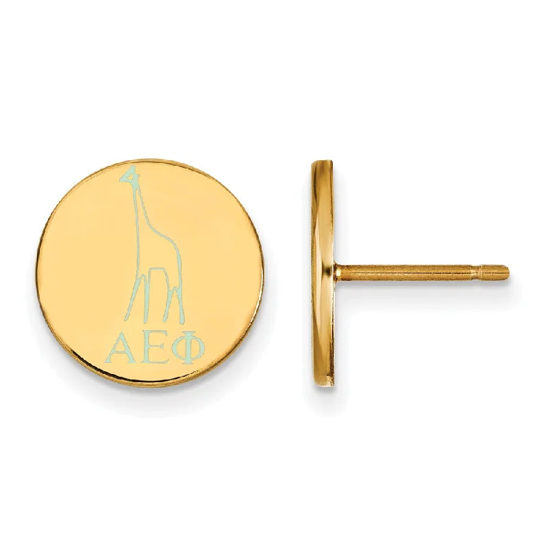 Ladies earrings pear cut designs-14K Plated Silver Alpha Epsilon Phi Enamel Post Earrings