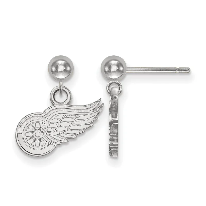 Ladies earrings feather-inspired designs-Sterling Silver NHL Detroit Red Wings Ball Dangle Earrings