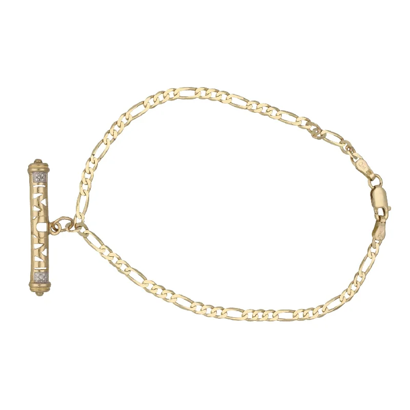 Ladies bracelets French elegance styles-Ladies bracelets French elegance styles-9ct Gold 0.01ct Diamond Figaro Bracelet