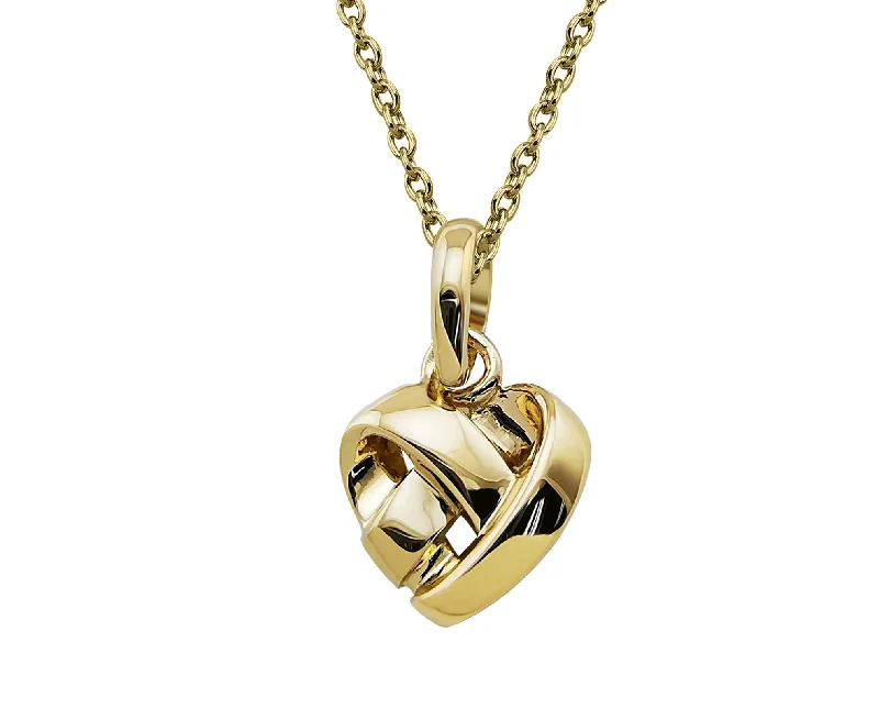 Ladies necklaces Japanese aesthetic designs-Unique & Co Gold Lattice Heart Pendant Necklace