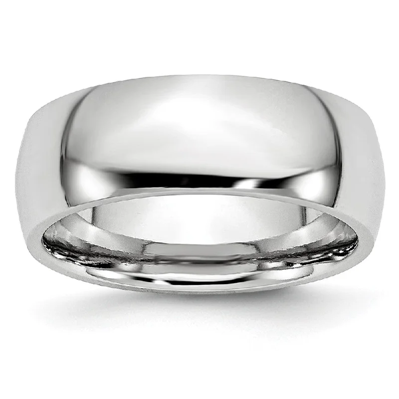 Ladies rings subtle luxury options-8mm Cobalt Polished Domed Standard Fit Band