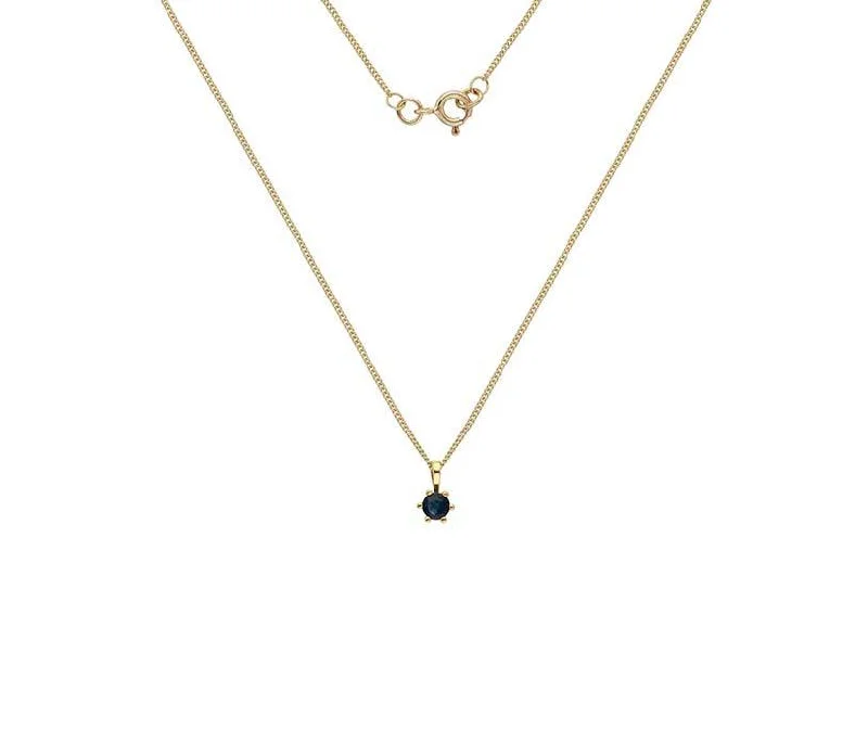 Ladies necklaces worldwide fashion appeal-9ct Yellow Gold Sapphire Claw-set Pendant Necklace