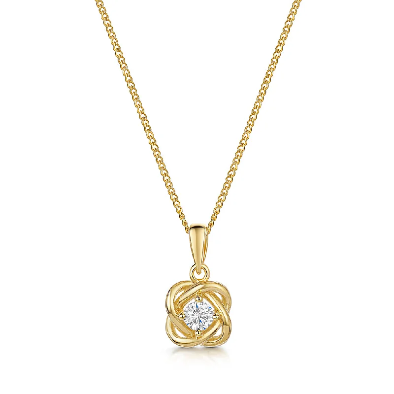 Ladies necklaces nature-inspired patterns-Jools Gold Vermeil Cubic Zirconia Knot Pendant Necklace