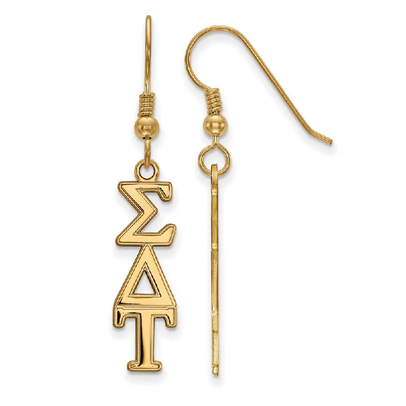 Ladies earrings exclusive limited editions-14K Plated Silver Sigma Delta Tau Dangle Medium Earrings