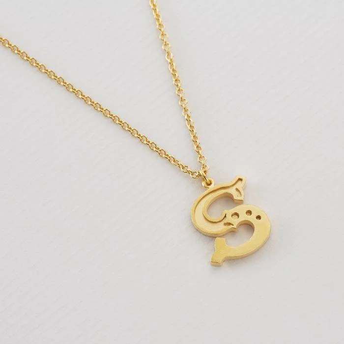 Ladies necklaces champagne diamond designs-Alex Monroe 22ct Gold Vermeil Just My Type Letter S Necklace