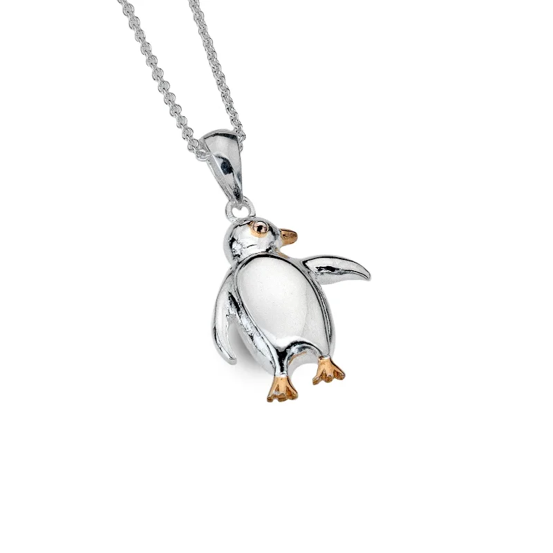 Ladies necklaces exclusive craft styles-Sea Gems Sterling Silver Rose Gold Penguin Necklace