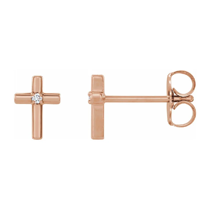 Ladies earrings party wear glamour-14K Yellow, White or Rose Gold Diamond Cross Post Earrings, 5 x 7mm