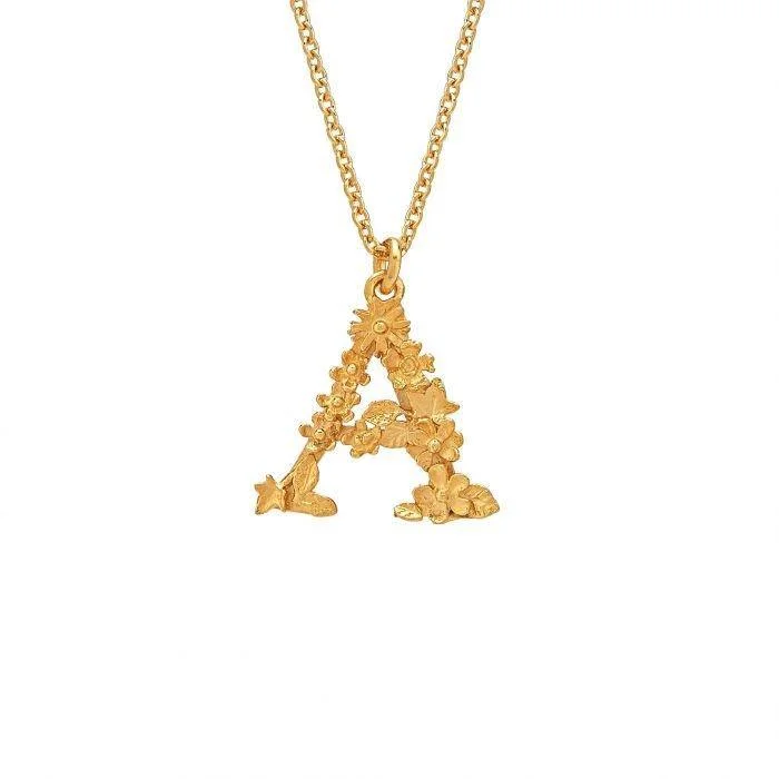 Ladies necklaces heavy duty designs-Alex Monroe Floral Letter A Necklace