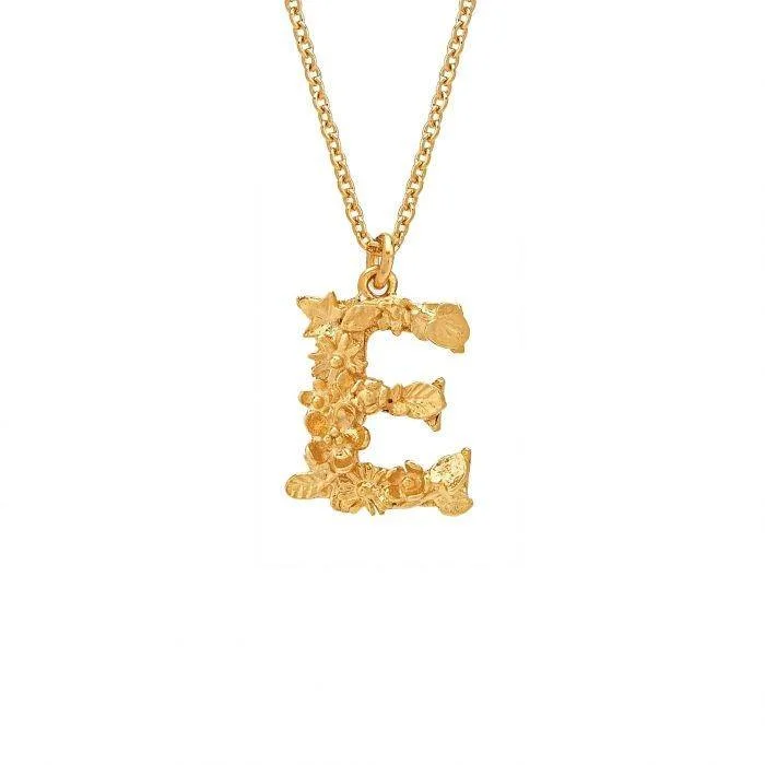 Ladies necklaces adjustable fit necklaces-Alex Monroe Floral Letter E Necklace