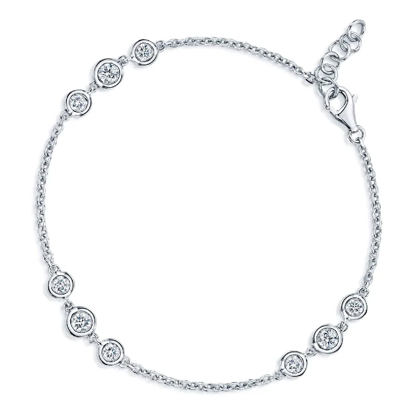 Ladies bracelets romantic matching sets-Ladies bracelets romantic matching sets-18ct White Gold Chain & Diamond Set Bracelet