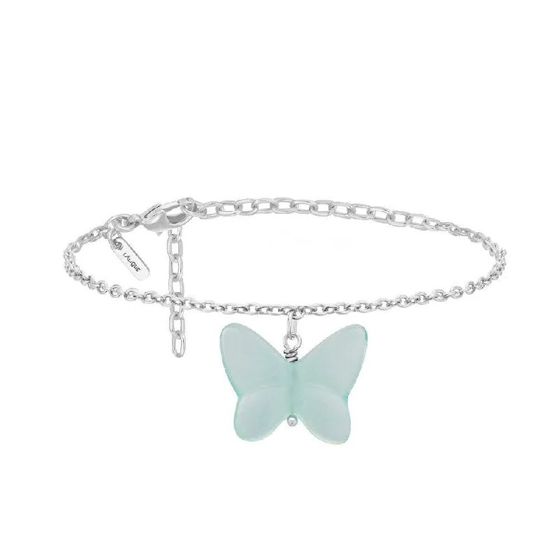 Ladies bracelets white gold styles-Ladies bracelets white gold styles-Papillon Silver & Lagoon Green Crystal Bracelet